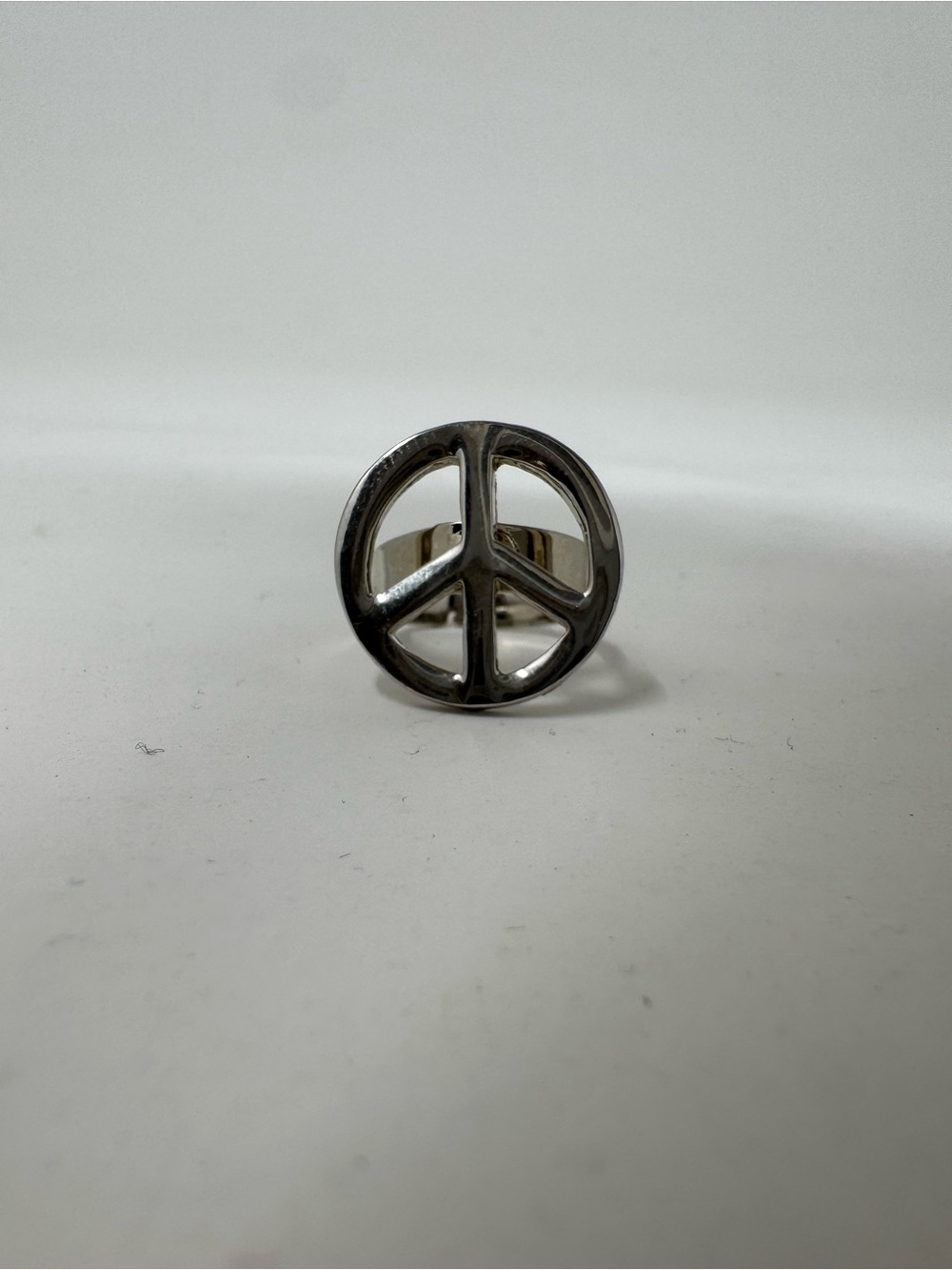 Stainless Steel Peace Sign Ring Size 7
